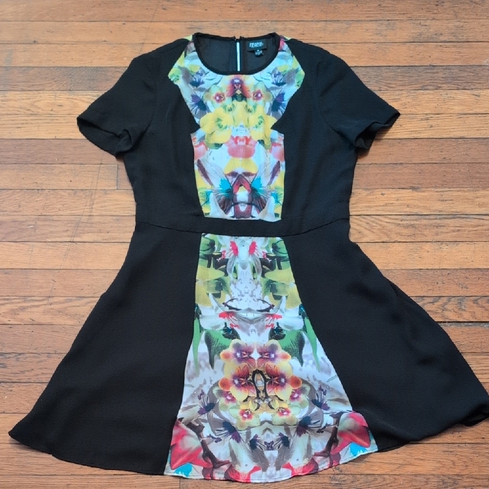 Prabal Gurung Black Dress with Multicolor Floral Design